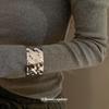 European Cold Style High-End Metal Pleated Bangle: Luxury Women's Temperament Bracelet