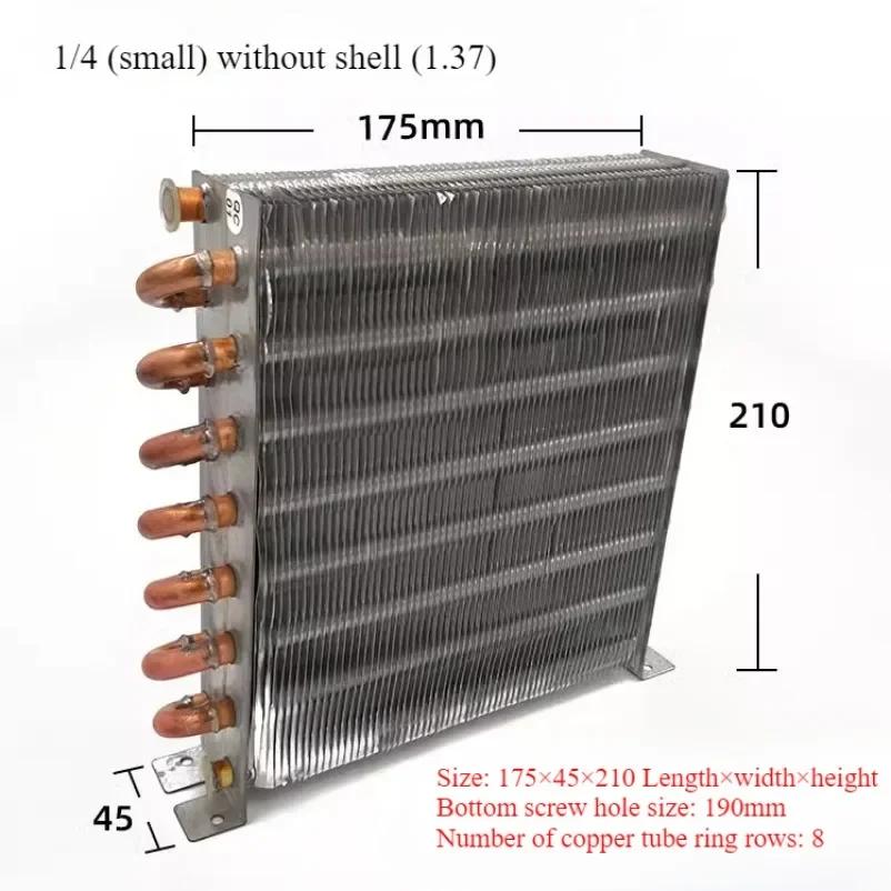 Copper Tube Aluminum Fin Heat Exchanger Condenser Coil Air/water-cooled Freezer Aluminum Sink Fin Radiator Shellless 1PC