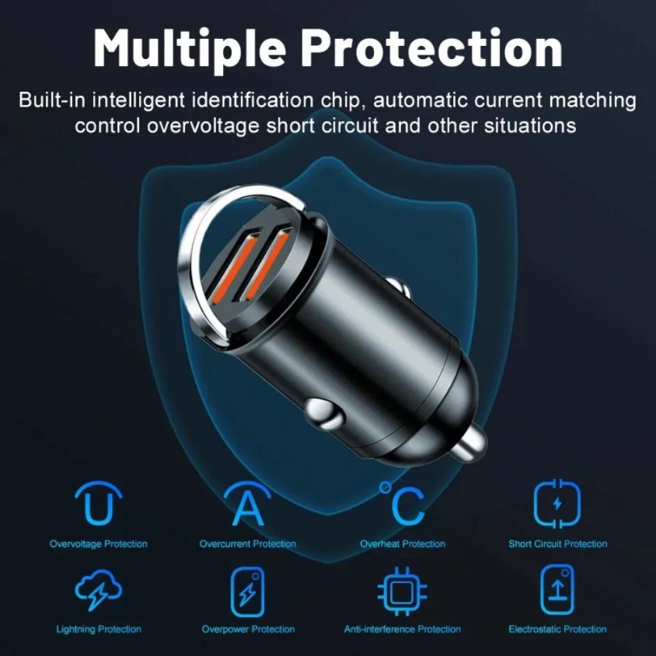 Mini Car Cigarette Lighter One Trailer Two Car Charging Plug Fast Charging Car Charger USB C Car Phone Chargers Adapter