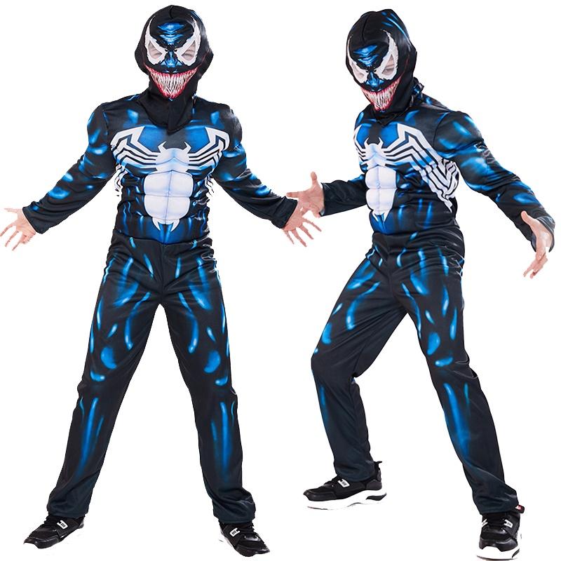 Lehký prodyšný dětský chlapecký cosplay kostým Venom Spider-man s dokonalým šitím