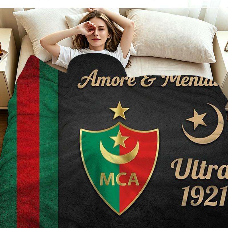 Mouloudia Club Alger MCA Print Flannel Blanket High Quality Warm Comfortable Cover for All Seasons Perfect for Gifts Home Decor