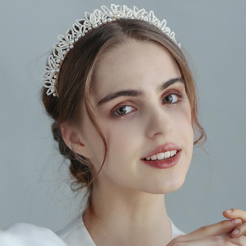 Elegante Perlen Imitation Braut-Haarbänder Barockstil Haarschmuck Stilvolles Haarband für Hochzeiten Partys Fotografie
