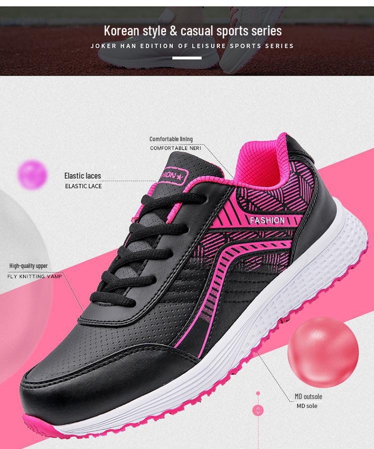 Dámské ploché neklouzavé kožené nepromokavé tenisky na jaro a léto, ideální pro volný čas, běh a cestování.