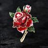 Yousheng Red Rose Flower Brooch Pin for Women Girls Enamel Rhinestone Floral Brooch Elegant Lapel Pin Jewelry for Party Dance Wedding Banquet