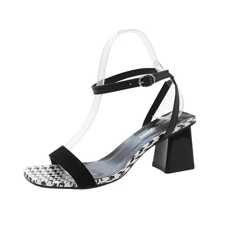 Designer Women High Heel Sandals Summer Casual Female Shoes Woman Square Heel Open Toe Ankle Strap Lady Sandalias Wedge Shoe