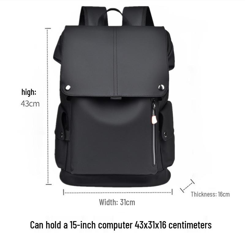 Men's Large Capacity PU Leather Travel Backpack with Functional Workwear Design