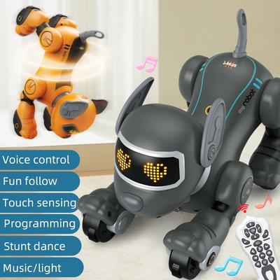 Brinquedo Infantil Controle Remoto Cão Robô Inteligente Programação DIY Interativo por Voz Animal de Estimação Eletrônico Modelo de Robô Presente