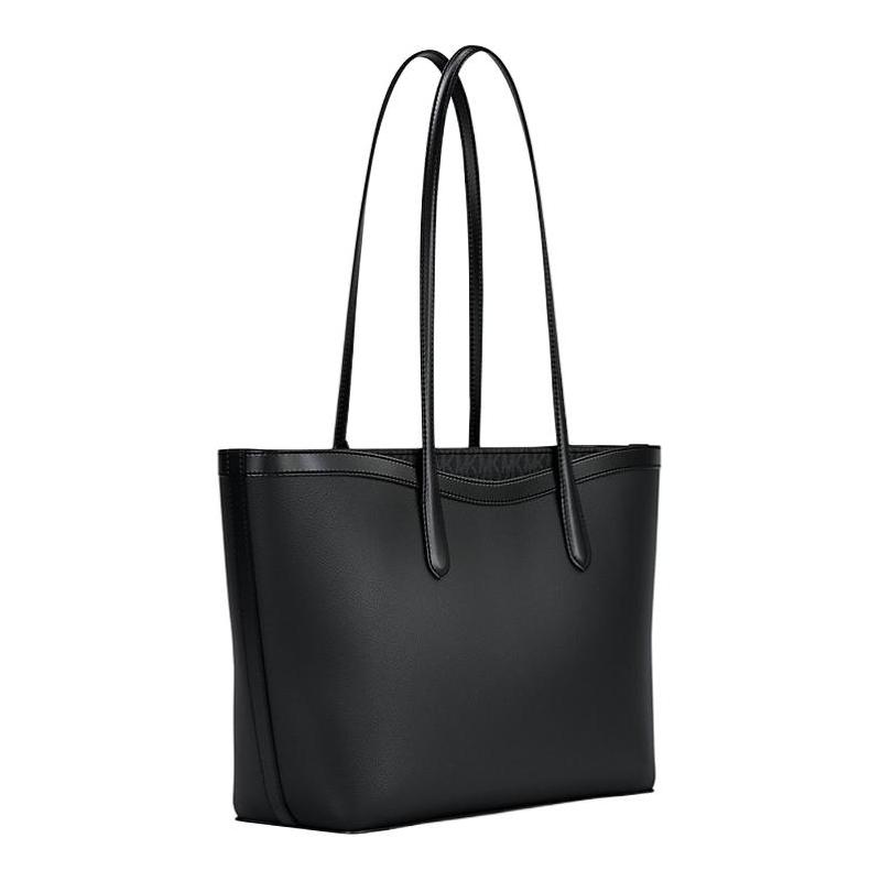 MICHAEL KORS Arden Logo Pendant Patchwork Grained Leather Tote Shoulder Bag Large Women's Black