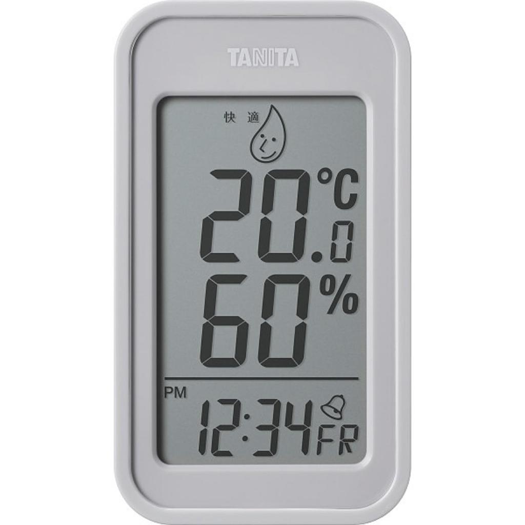 Tanita Large Digital Display with Temperature and Magnetic Thermo-Hygrometer (TT-589-GY) Display, Clock, Calendar, Humidity, Wall-Mountable, Tabletop,