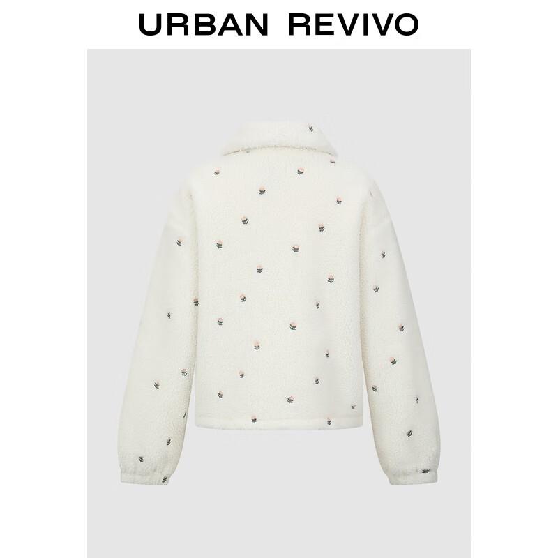 

UR Women s Floral Embroidered Lamb Wool Short Coat L