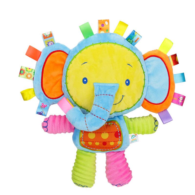 Baby Fill In Soft Plush Toy Cartoon Animal Elephant Monkey Plush Bell Rattles Toy Children Placation Toy Sleeping Companion Toys