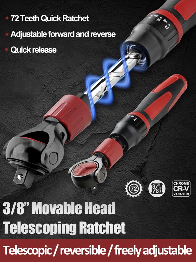Drive Ratchet Wrench Steel 72 Tooth Ratchet Flexible Head Wrench with Quick Release Reversible Switches Wrench Hand Tool
