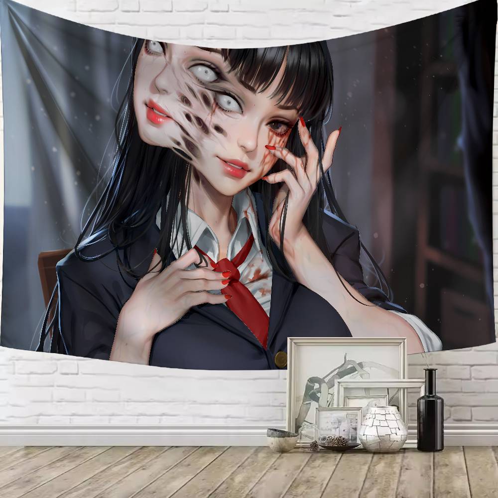 Horror Pretty Girl Anime Tomie Kawakami Tapestry Living Room Bedroom Gamer Room Decoration Large Luxury Tapestry