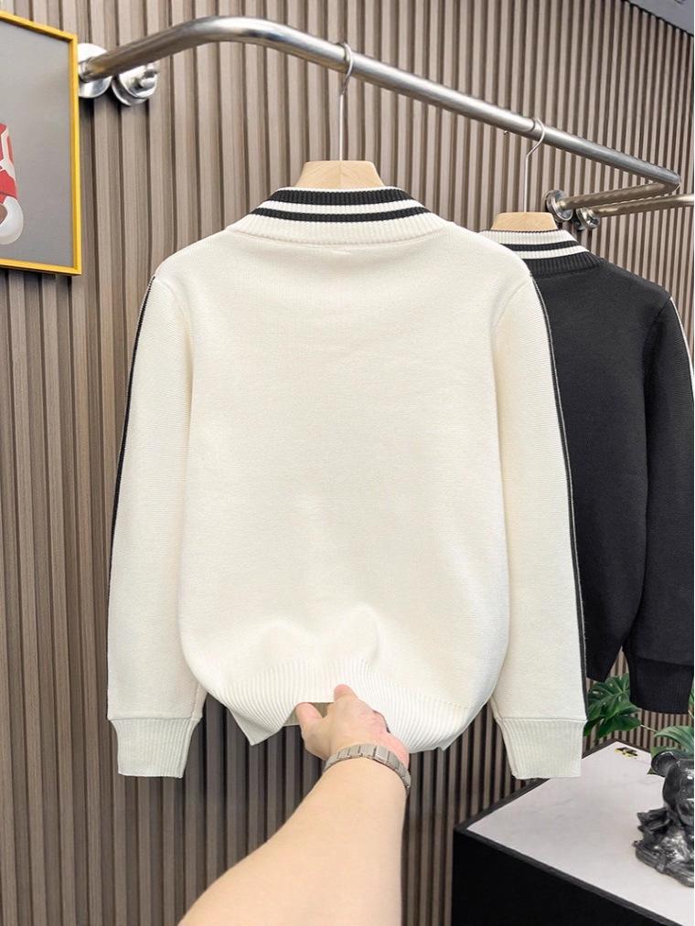 Men's Trendy Autumn Striped Half-High Neck Zip Cardigan Sweater