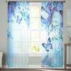 Animal Butterfly Flower Blue Rose Window Tulle Curtains For Living Room Bedroom Hotel Luxury Decoration Sheer Curtains