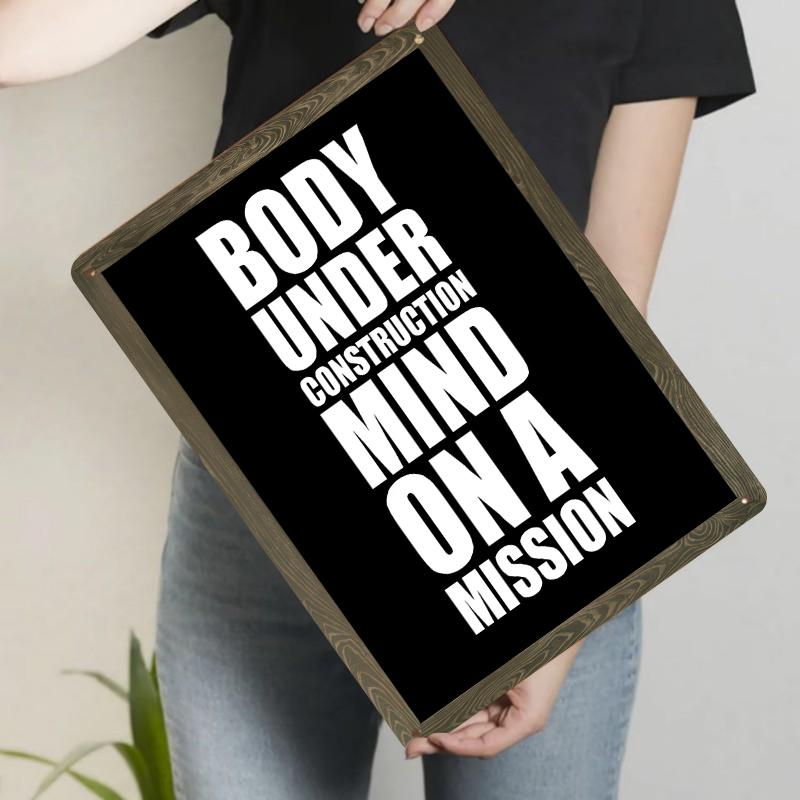 Body Under Construction Mind On A Mission Fitness Metal Wall Art Gym Decor 7.9x11.8In(20x30cm)