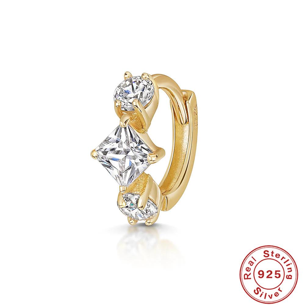 S925 Sterling Silver Cartilage Piercing Zircon Diamond Earrings Ear Buckle Earrings Earbone Ring Hipster Earrings