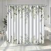 1pc Modern Botanical Vine Leaf Shower Curtain - Green Foliage Bathroom Window Panel Divider, Machine-Washable Fabric Bath Curt