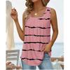 T-shirt da donna estiva senza maniche con scollo quadrato stampata, temperamentale, comoda, canotta larga