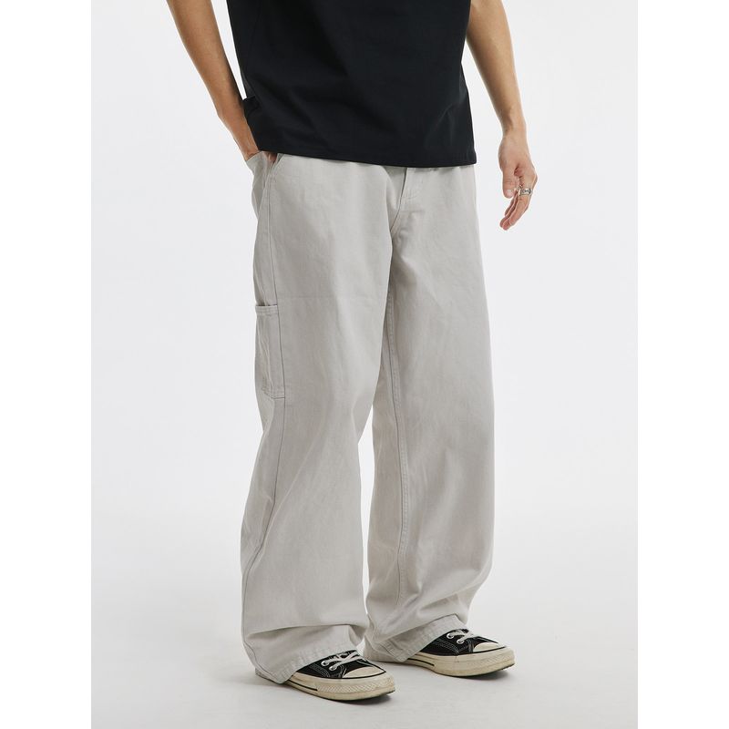 American Retro Spring and Autumn Simple Washed Distressed Jeans for Men, Trendy Street Style Versatile Loose Casual Straight-Leg Pants