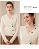 Women's V-Neck Cashmere Cardigan - Loose Long Sleeve Knit with Button Design Inspired by Ejiā