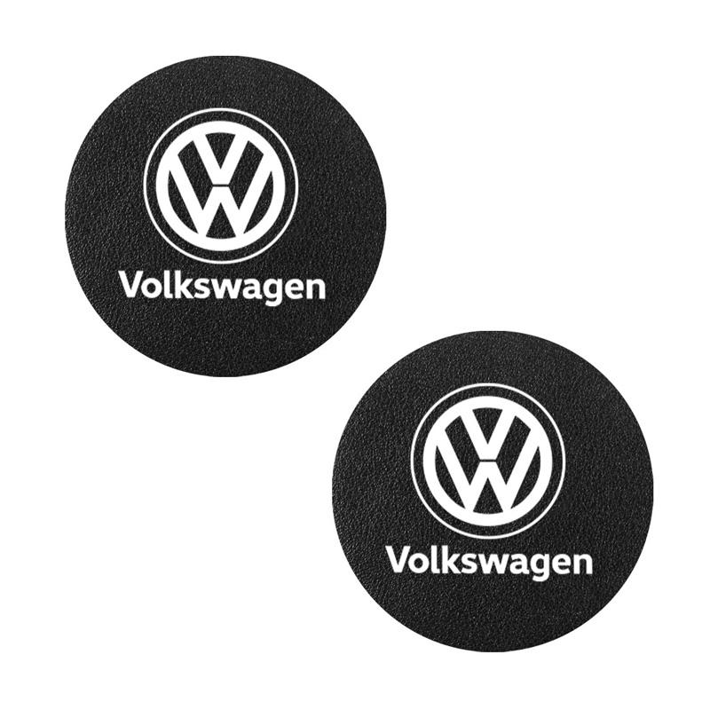 For Volkswagen VW 2Pcs Car Coasters Carbon Fiber Cup Holder Mat For VW Golf Passat b6 Jetta Car Interior Accessories Decorative Coasters keychain