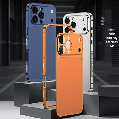 Aluminum Alloy Frame Protective Case for Apple 16 Pro Max with Metal Heat Dissipation Back Sticker