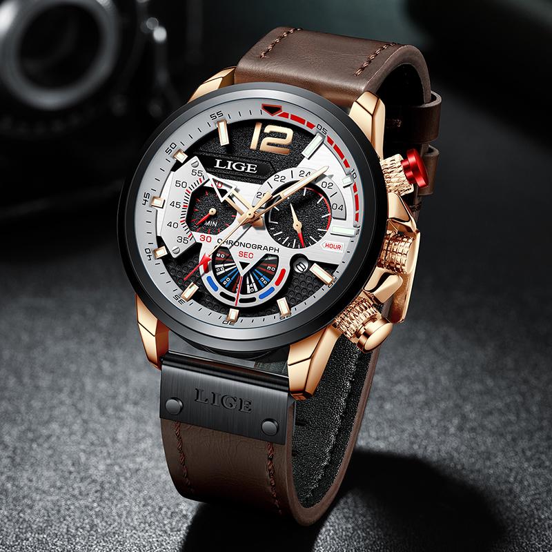 Outdoor Sport Watches for Men Fashion Business Leather Quartz Man Wristwatch Top Brand Luxury Waterproof Luminous Watch Men