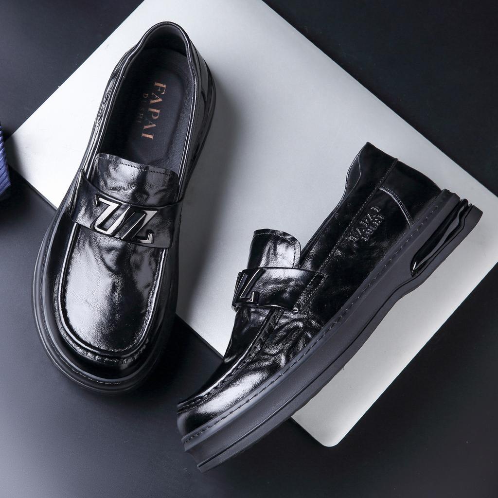 Men's Business Casual Leather Shoes One-pedal Loafers First Layer Cowhide Genuine Leather Men's Shoes Big Head Fashion Trend Versatile