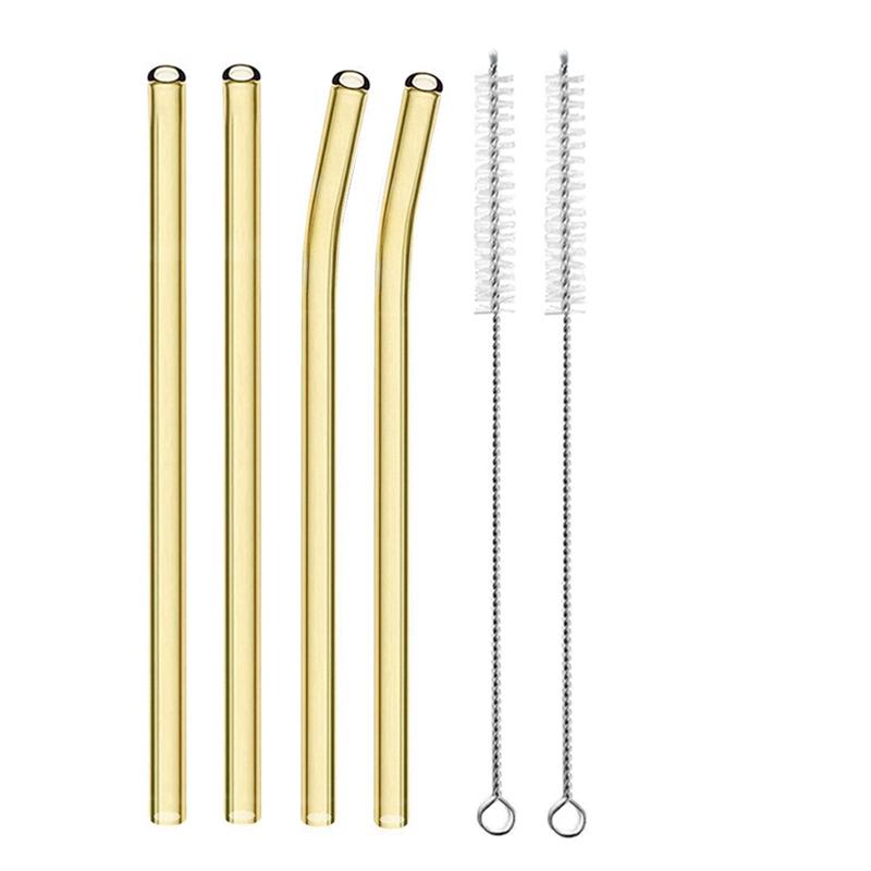 4 szt. 20 cm Szklane Słomki do Picia Wielokrotnego Użytku Kolorowe Szklane Słomki do Napojów Sok Ekologiczne Słomki Koktajlowe Barowe Naczynia do Picia