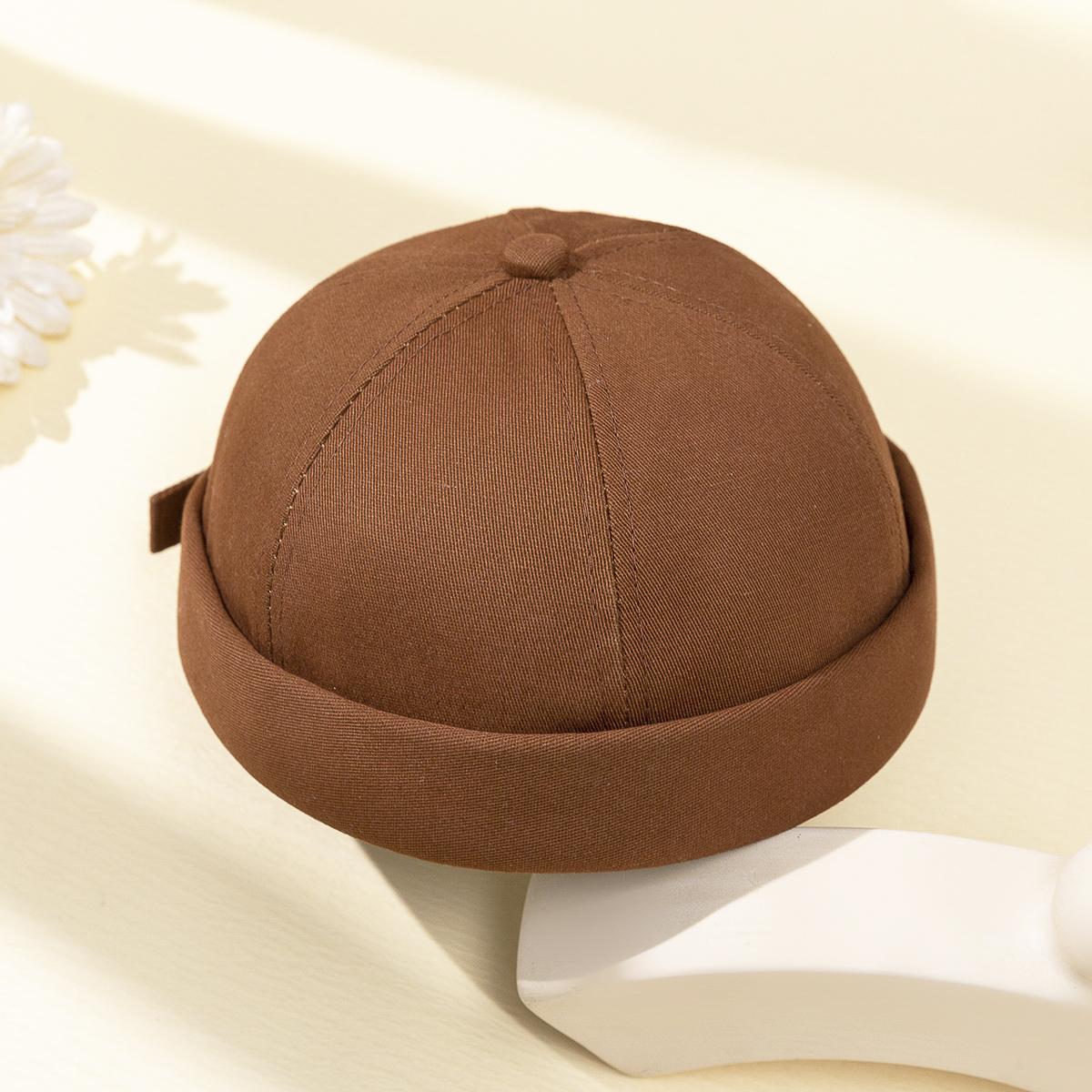 

Four Seasons Solid Color Simple Casual Art Style Adjustable Brimless Landlord Hat Suitable for Daily Matching One Size