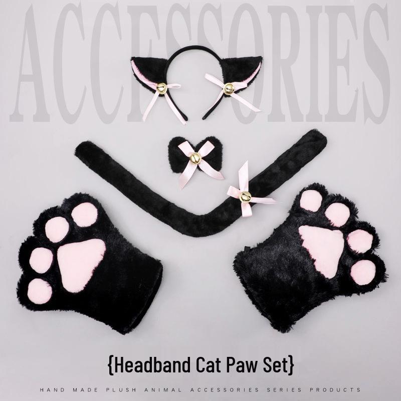 Cute Kitten Cosplay Set: Cat Ears Headband, Paw Gloves & Tail Accessory