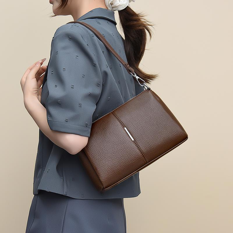 Elegant Women's Shoulder Bag with Unique Texture Design Stylish Soft Leather Handbag with Zipper Pockets Everyday Crossbody Bag