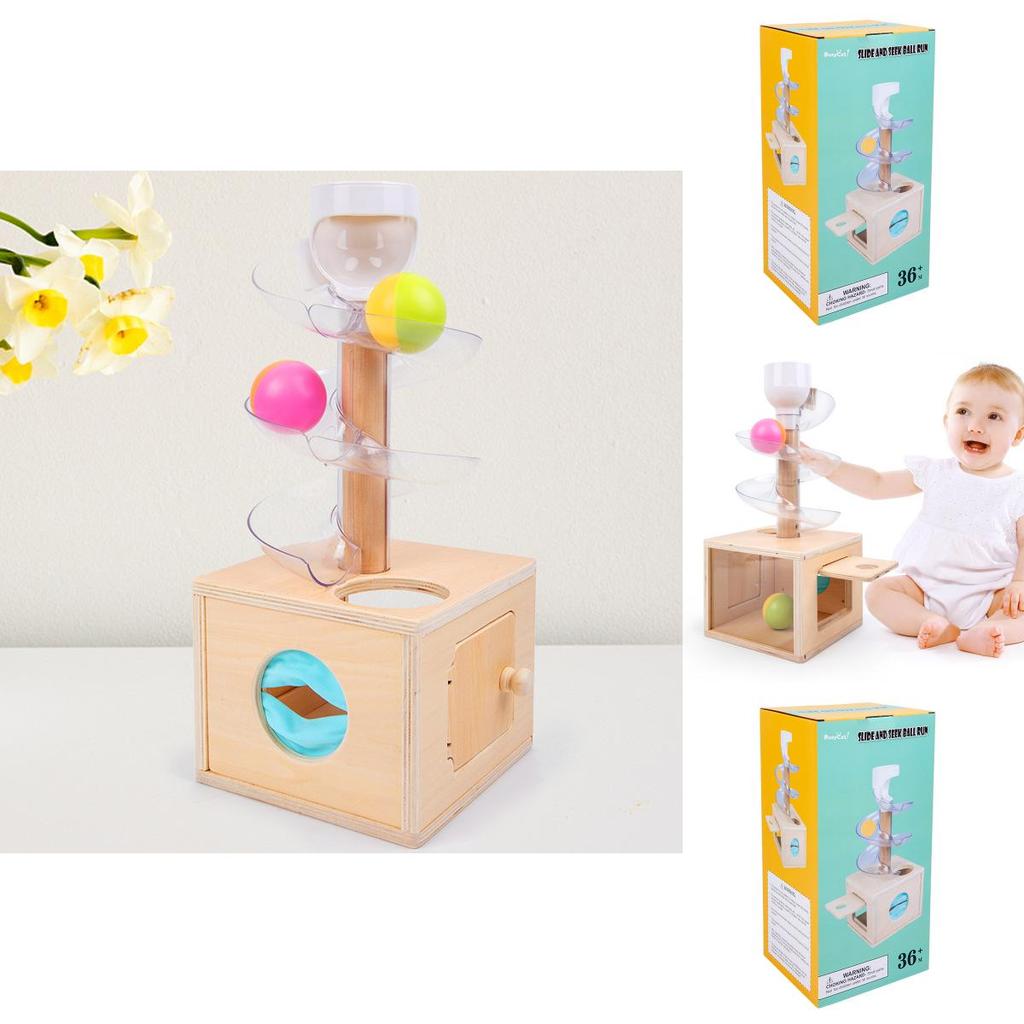 Holz-Lernspielzeug für Kleinkinder mit Drehspur und Ball, zum Selberbauen für frühes Lernen