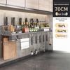 70cm Wall-Mounted Kitchen Organizer with Spice Rack & Utensil Holders