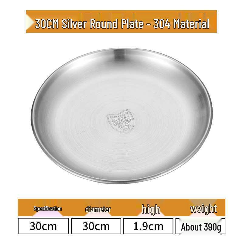 Gold Round 304 Stainless Steel Korean BBQ and Cake Tray