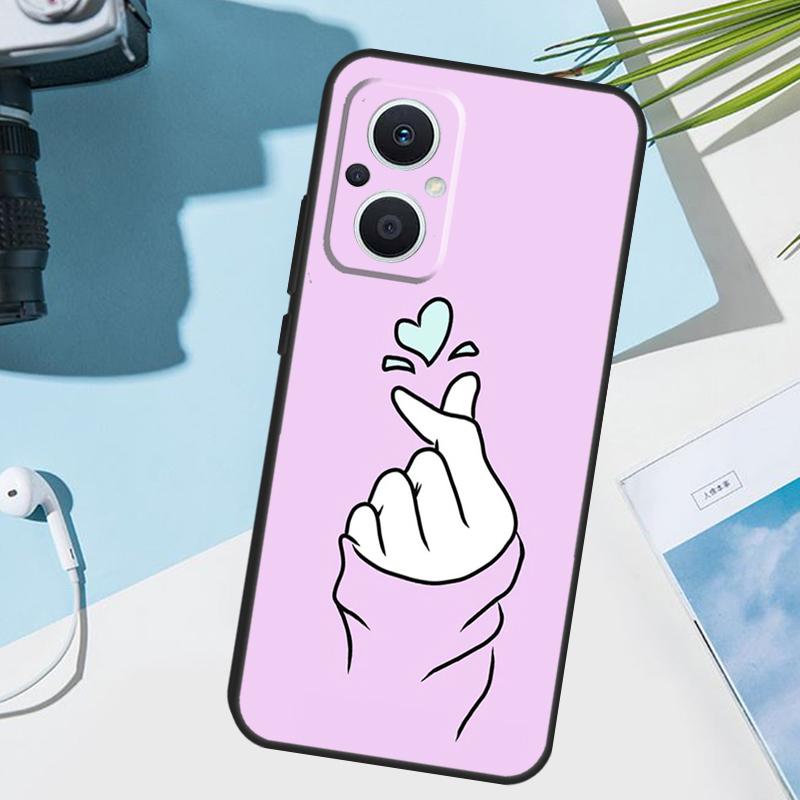 

Kpop Hand Finger Heart Case For OPPO Reno 5Z 4Z 2Z 8T 3 4 5 6 7 8 Lite Find X5 X2 X3 Lite Neo X6 Pro Phone Cover OPPO Reno5 Z