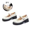 Foam Bottom Mary Jane Bow Women's Shoes Autumn Thick Sole Height Increase Velcro Shallow Mouth Single Shoes Small Leather Shoes
