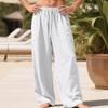 Men's loose new linen casual wide-leg pants beach casual straight-leg pants linen material
