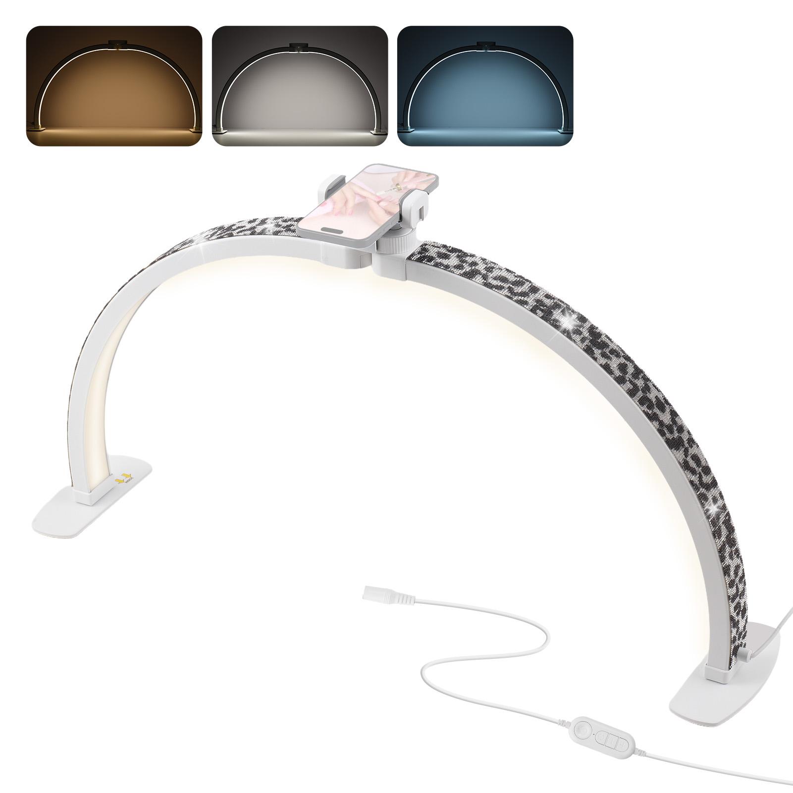 

Складная настольная лампа Half Moon для маникюрного стола 38 Вт с регулировкой яркости 3000K-6000K и держателем для телефона LED EU