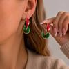 Fashion Christmas Red Green Enamel Twist Hoop Earrings for Women Trendy C Shaped Candy Color Circle Earring Xmas Party Jewelry