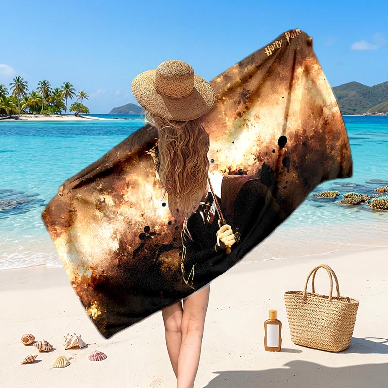 Harry Potter Printed Swim Towel, Portable Water Absorbent Towel for Beach Camping Daily Bathroom Use