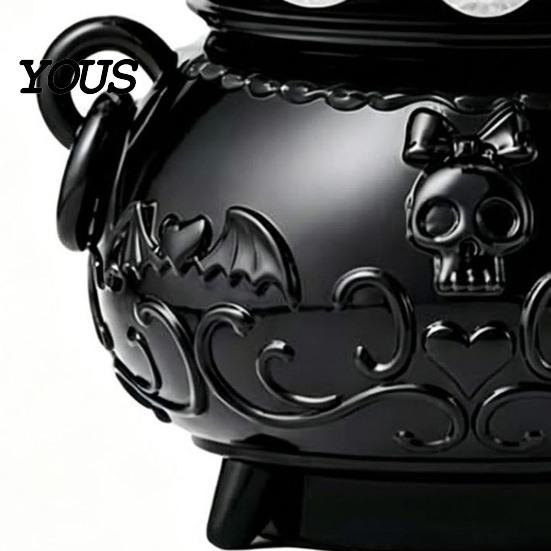 Haunted House Props Halloween Cauldron LED Bubble Light Decor, Color Changing Witch Potion Lamp with Mysterious Purple Lights Light, Spooky