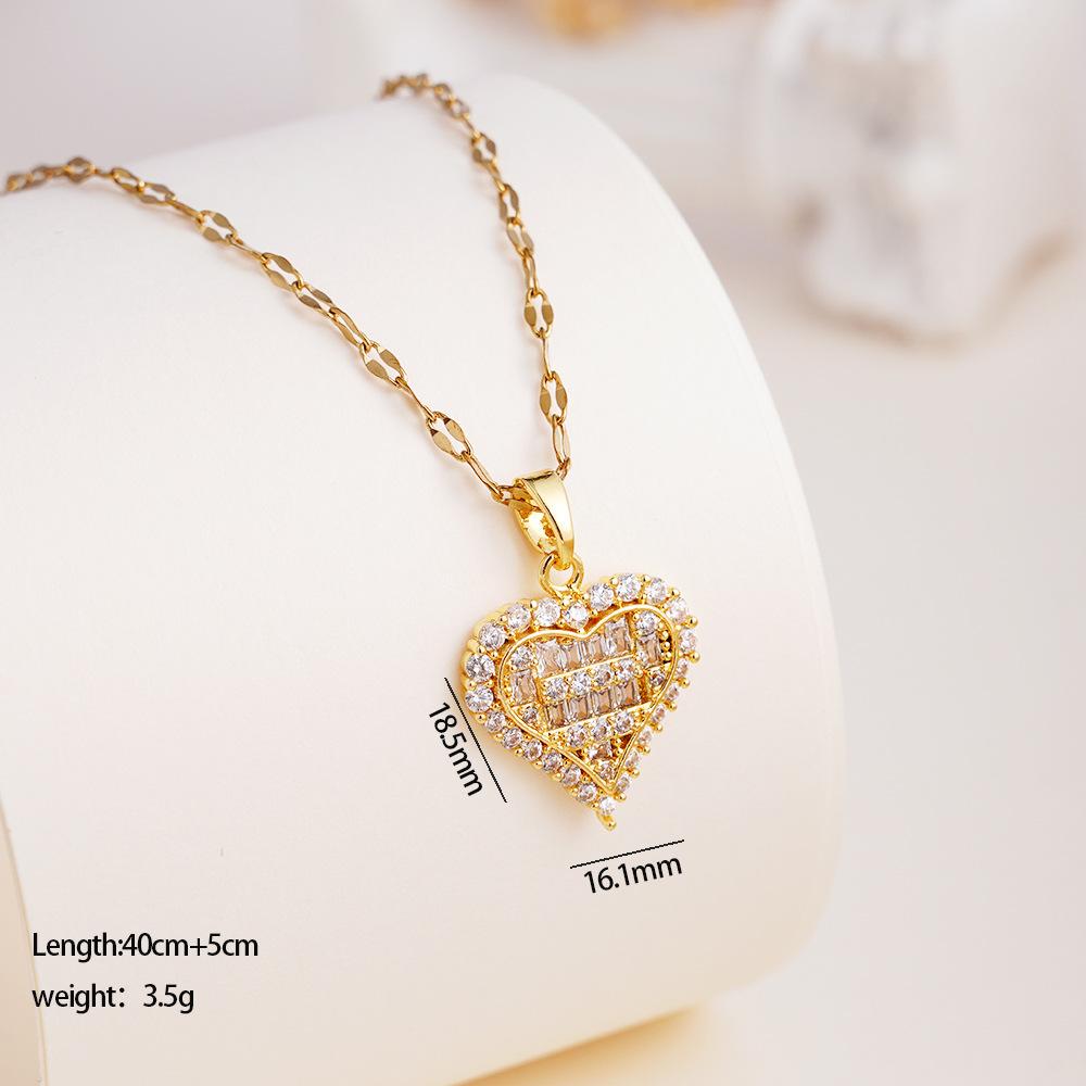 Luxury Fashion Bling Zircon Star Heart Pendant Necklace for Women Men Cool Stainless Steel Chain Jewelry Accessories Gifts