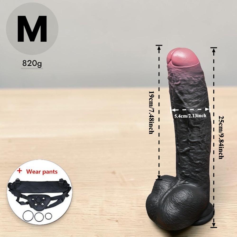 Extra Large Soft Liquid Silicone Dildo, Brown Realistic Design with Red Glans, 3 Sizes Available, Up To 31cm, Flexible Skin-Like Adult Toy