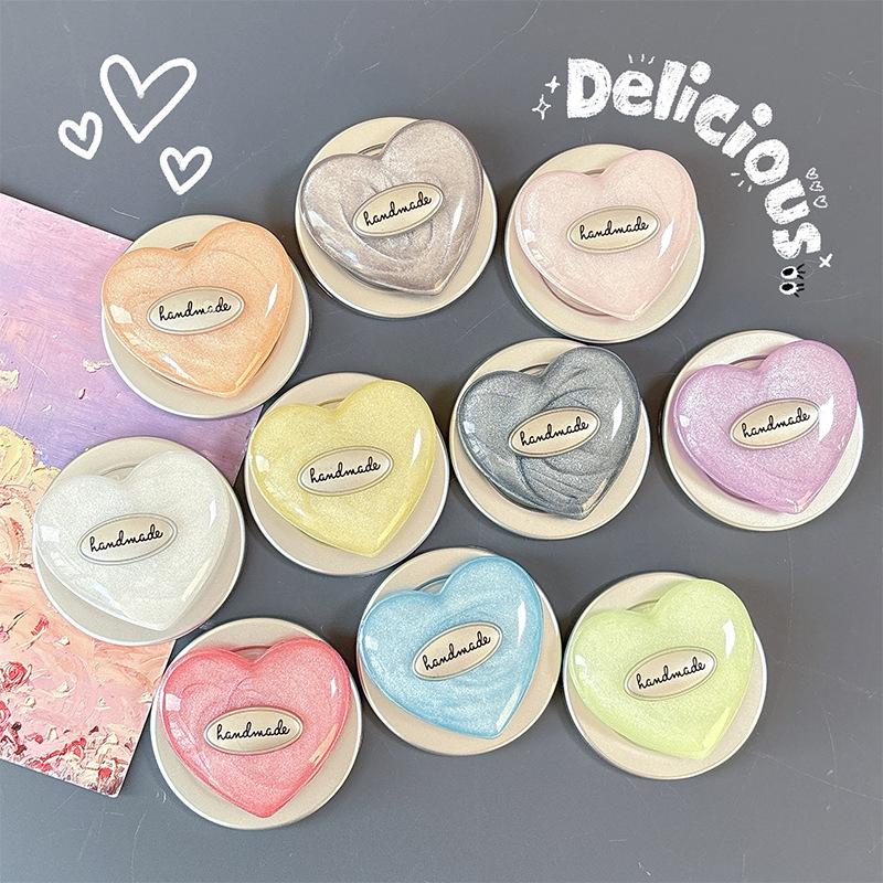 Little Fresh Girl Heart-Shaped Mobile Phone Airbag Bracket Magnetic Glitter Magsafe Ring Desktop Watching Drama Lazy