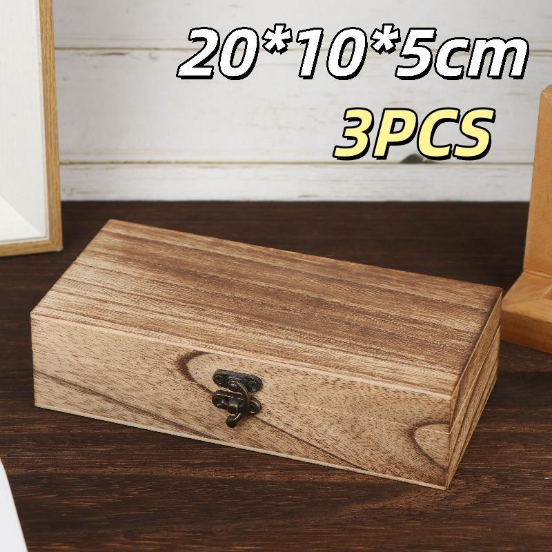 Retro Wooden Keepsake Box Hinged Lid Rustic Storage Case For Jewelry Trinkets Crafts Home Decoration & Hobby Supplies