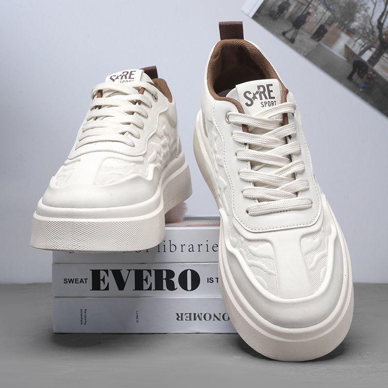 2025 Men's Trendy Thick-Soled White Sneakers: Versatile Autumn Casual Sports Shoes
