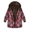  Womens Winter Warm Outwear Floral Print Hooded Pockets Vintage Oversize Coats