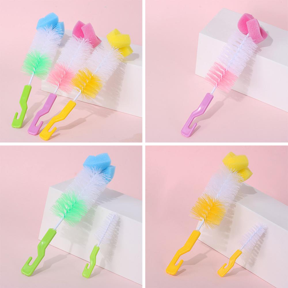 2PCS Home Spout Cup 360-degree Clean Sponge Rotating Bottle Brush Baby Nipple